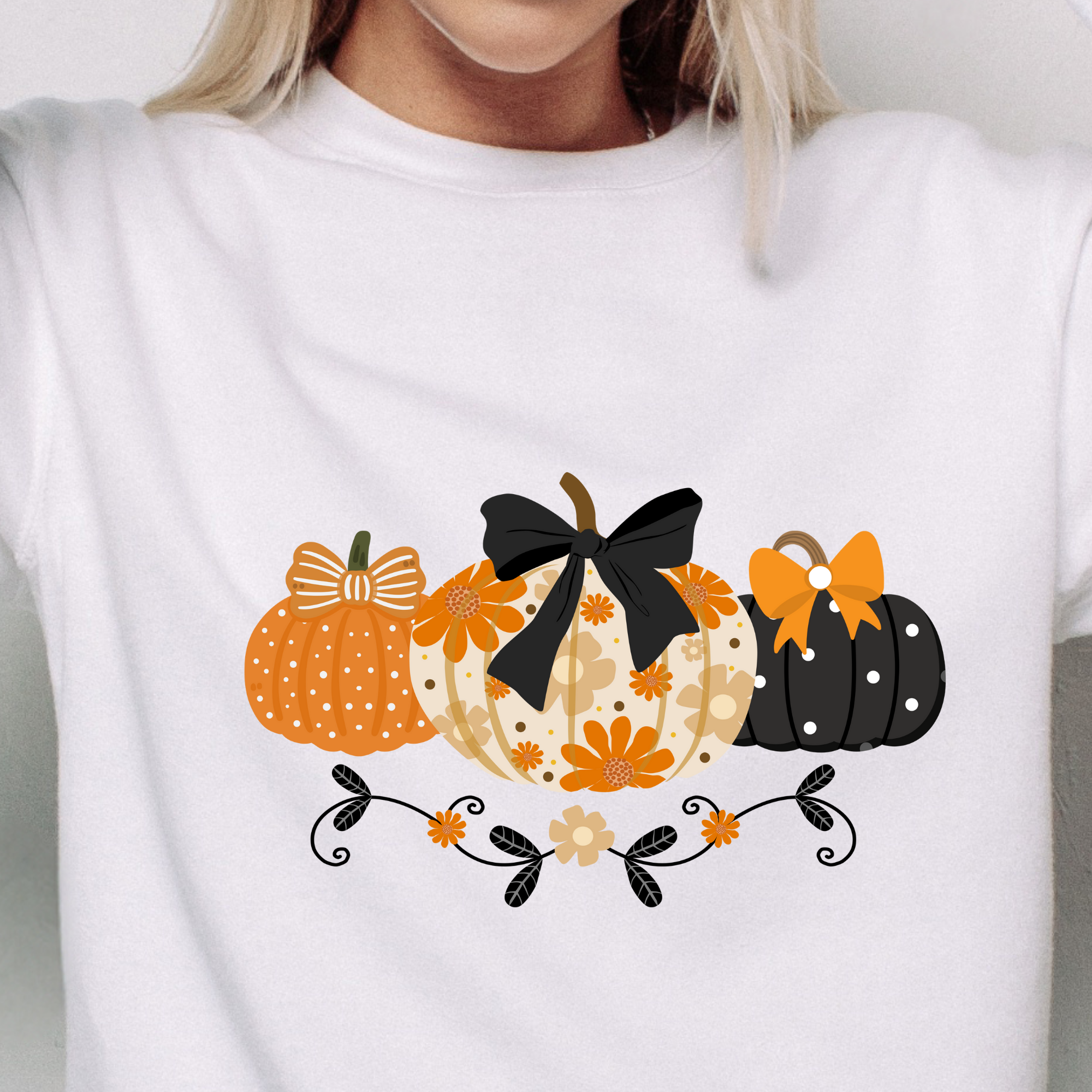 Women’s Fall Pumpkin Sweatshirt | Leaves & Floral Pullover