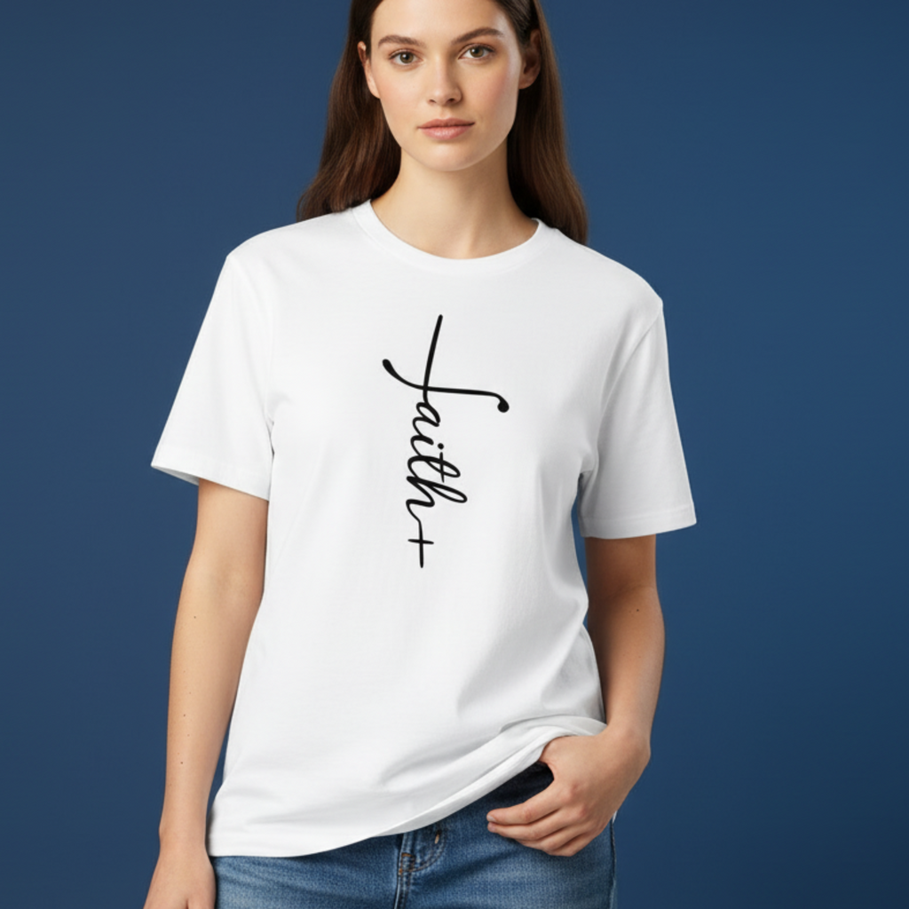 Gracelle Comfort Colors Women's Faith Cross T-Shirt | Christian Jesus Graphic Tee