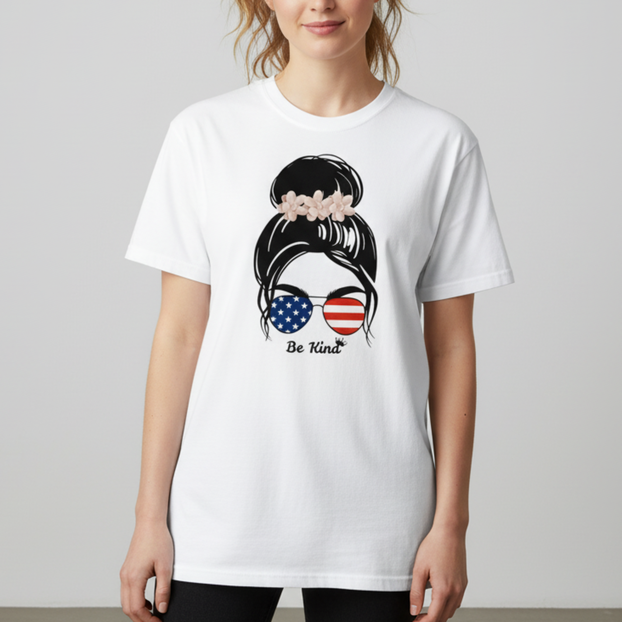 Gracelle Comfort Colors Women's Be Kind T-Shirt | Patriotic American Flag USA Tee
